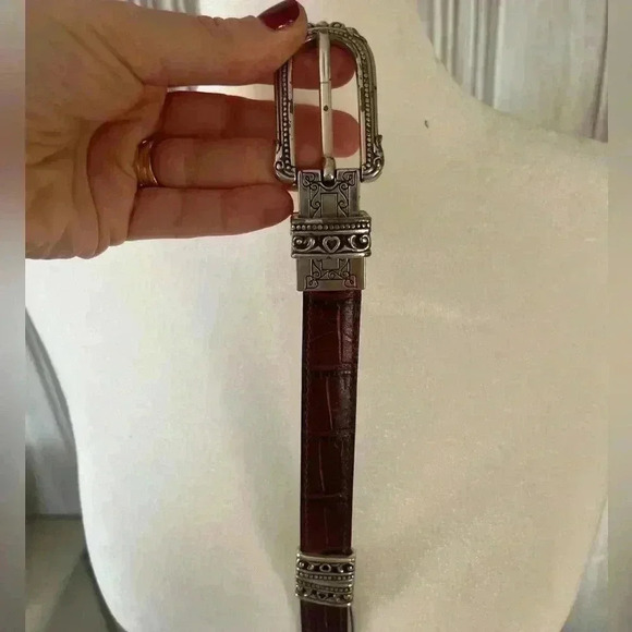 BRIGHTON|2in1 Black Leather Brown Crocodile Embossed Silver Buckle|ML Equestrian - Picture 10 of 13